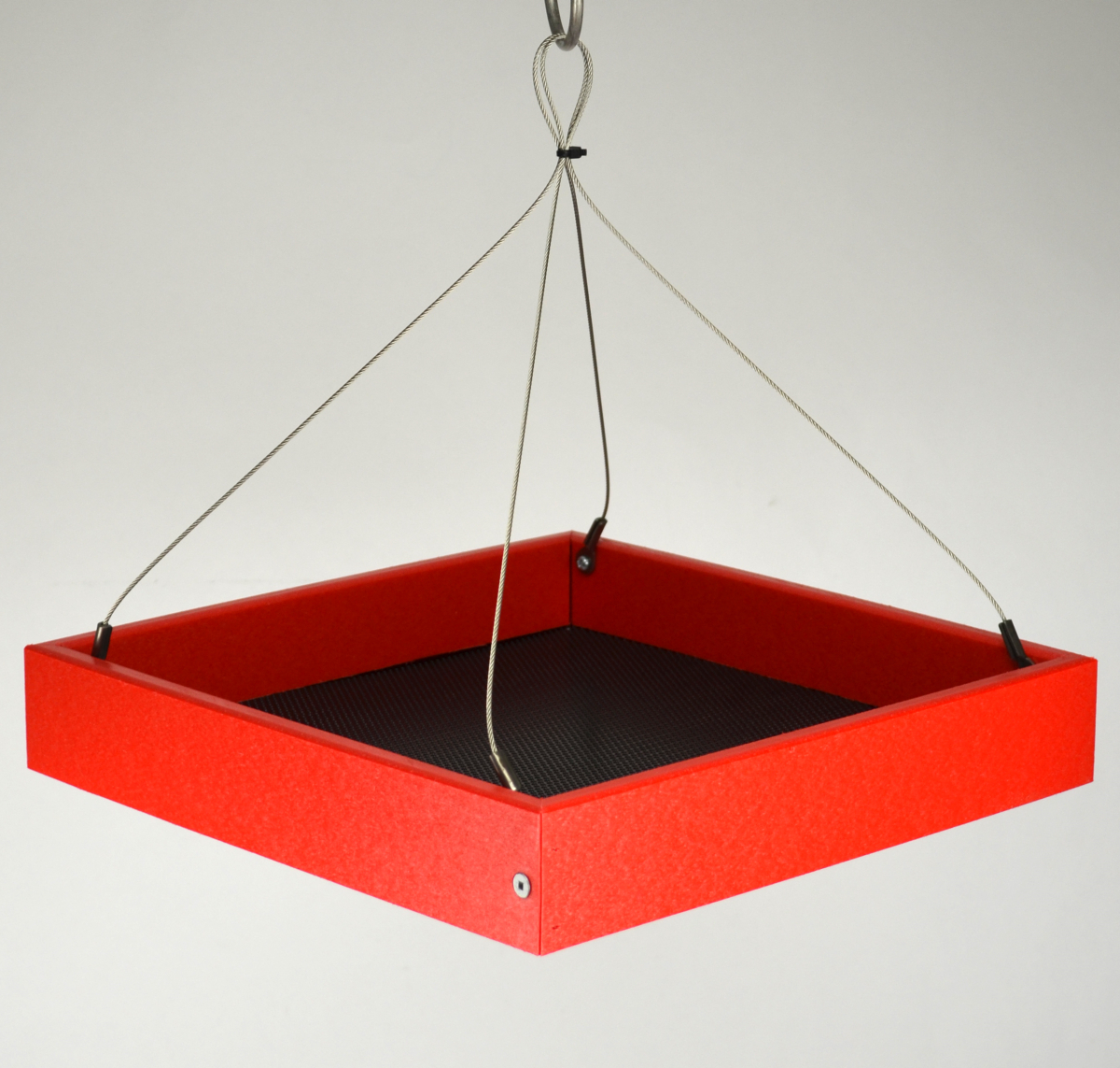 Recycled Small Hanging Platform Feeder Red